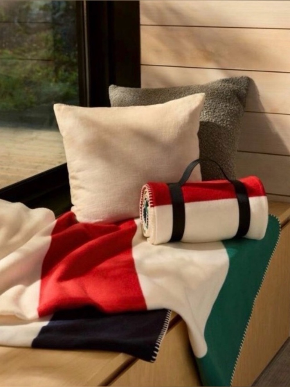 HBC fleece blanket Navy & Cream Roll-Up Travel Blanket with Carry Strap